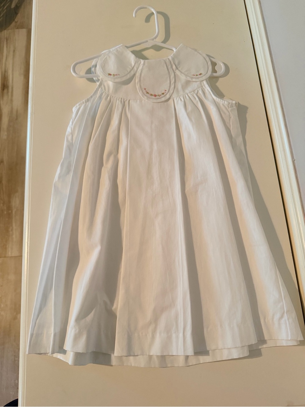 Girls' White Scalloped Collar Formal Dress